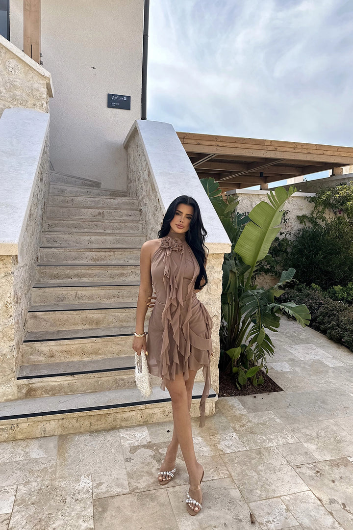 EYY Women Brown Polina Frilly Dress - Bila Tserkva