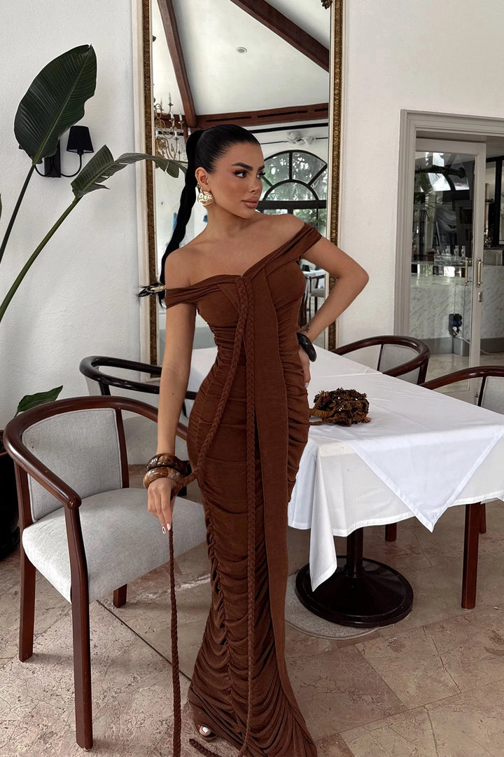 EYY Women Brown Naselinta Dress - Apple Valley
