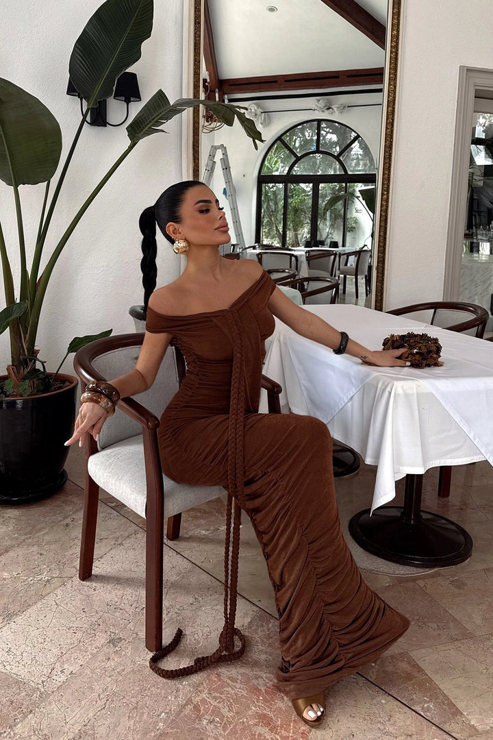 EYY Women Brown Naselinta Dress - Apple Valley