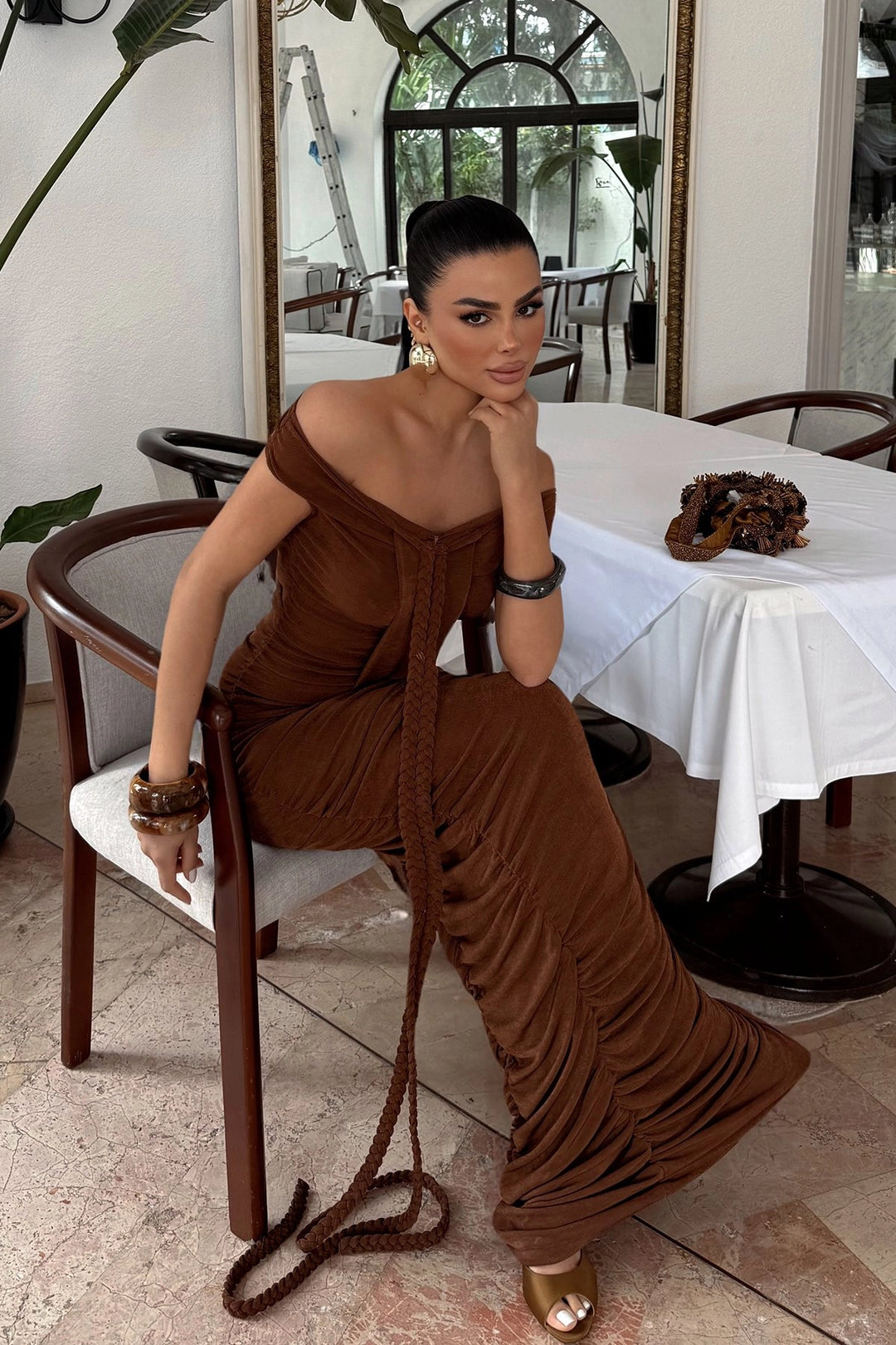 EYY Women Brown Naselinta Dress - Apple Valley
