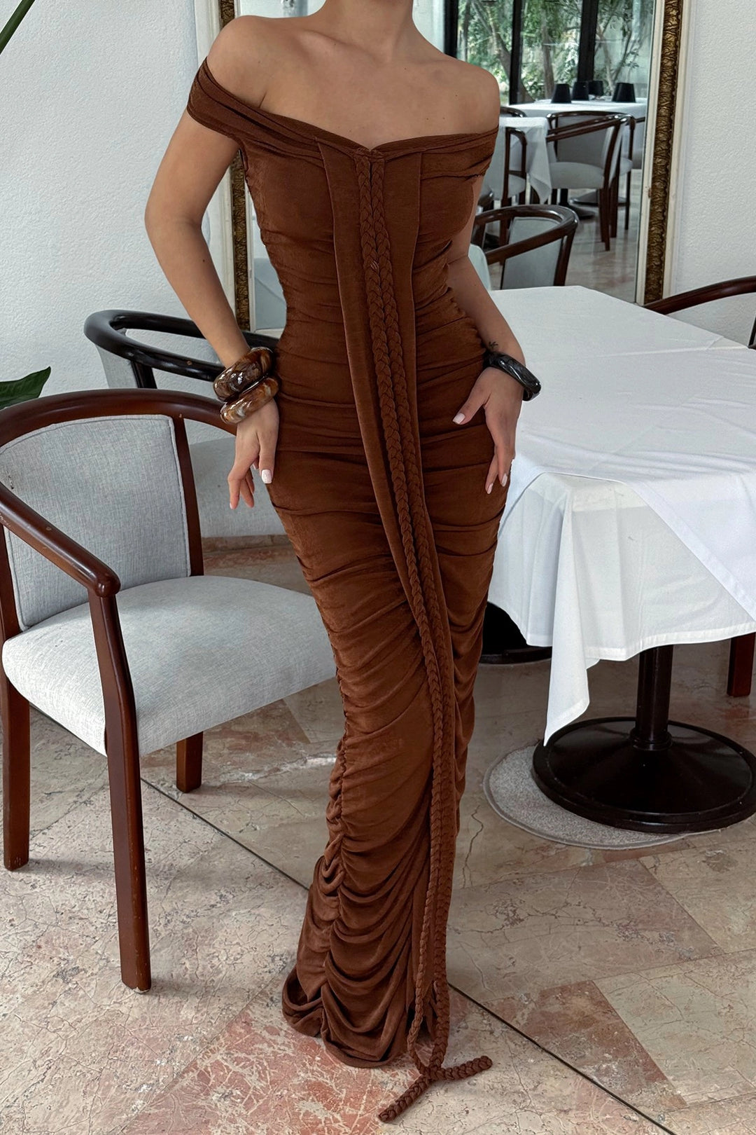 EYY Women Brown Naselinta Dress - Apple Valley