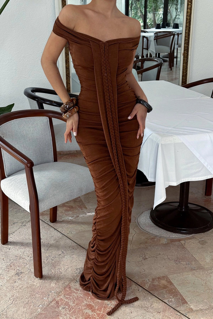 EYY Women Brown Naselinta Dress - Apple Valley