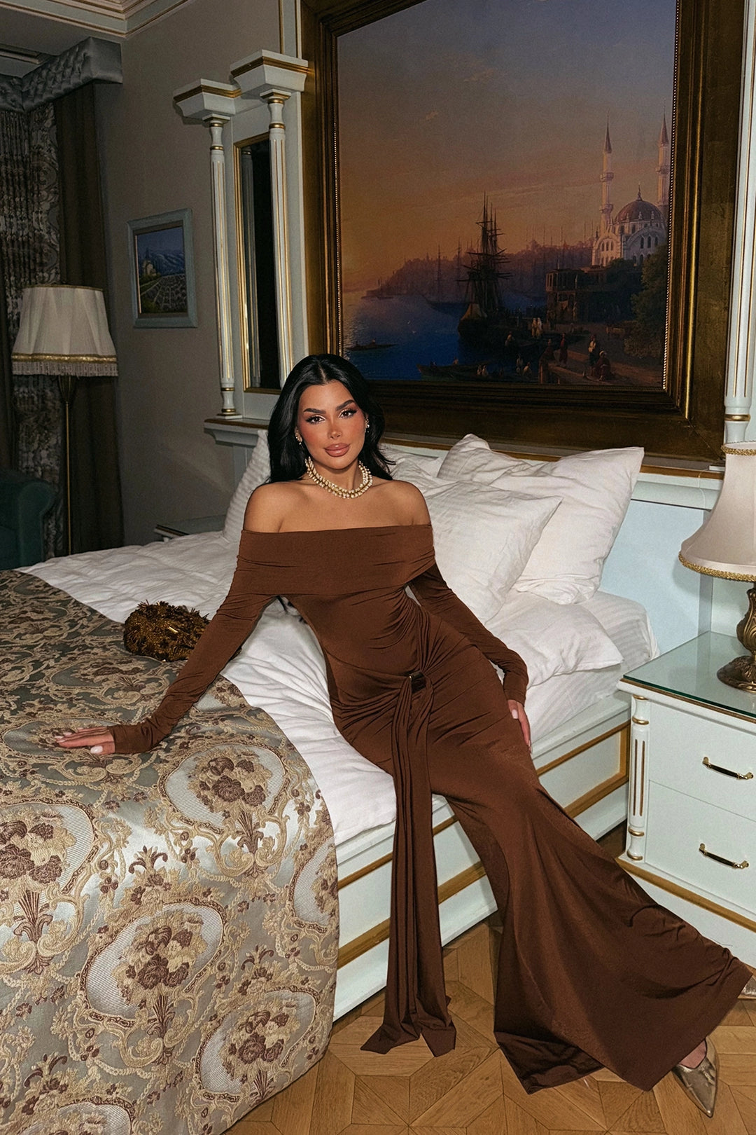 EYY Women Brown Long Sleeve Dress - Ourém