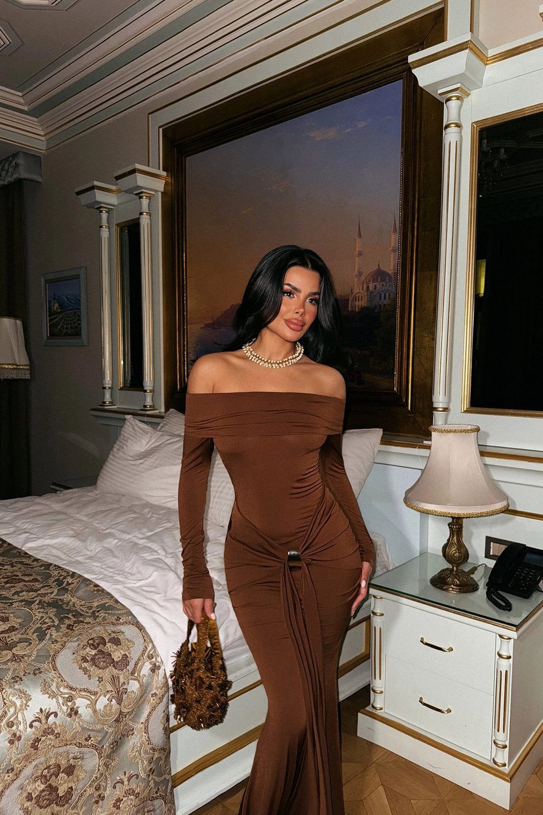 EYY Women Brown Long Sleeve Dress - Ourém
