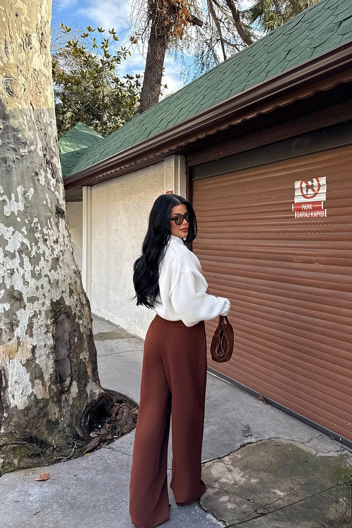 EYY Women Brown High Waisted Pants - Woodbridge