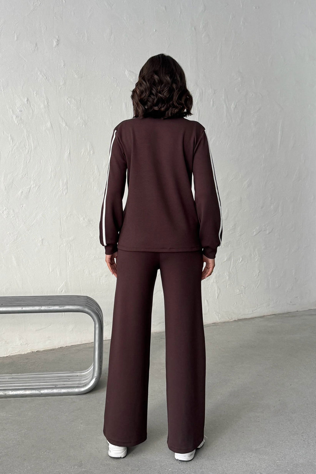 Brown Soft Textured Palazzo Pants and Embroidered Shirt Set BCHN-25261025 - Schoten