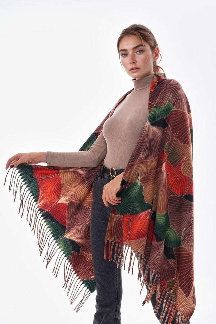 Brown Patterned Colorful Scarf BCNSV-25WT1022 - Santander