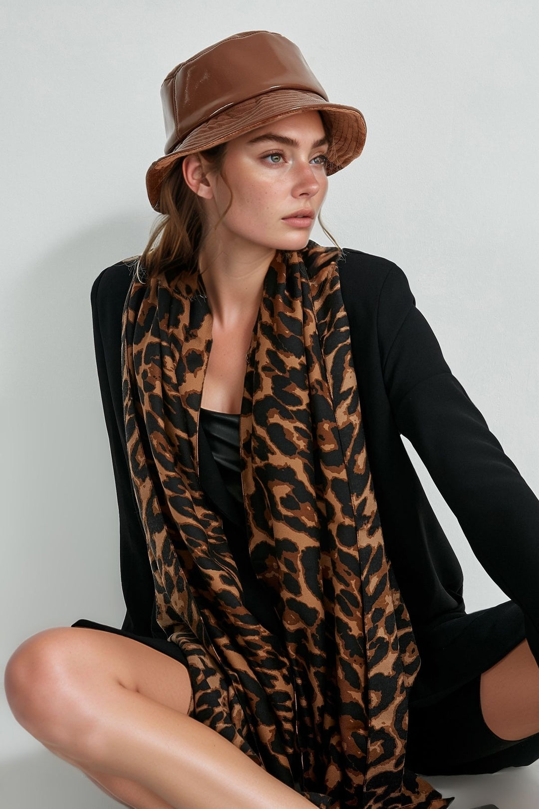 Brown2 Patterned Colorful Scarf BCNSV-25WT1022 - Rüsselsheim
