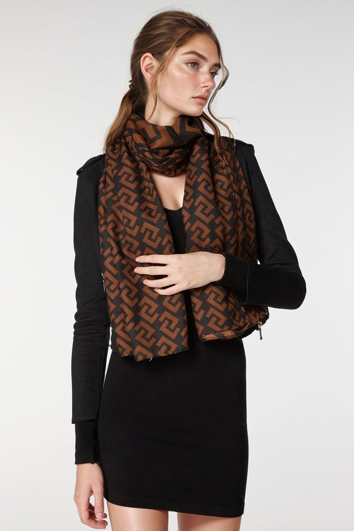 Brown4 Patterned Colorful Scarf BCNSV-25WT1022 - Security-Widefield
