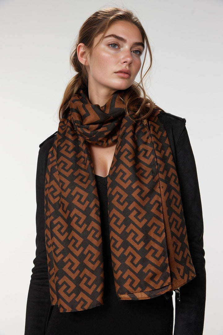 Brown4 Patterned Colorful Scarf BCNSV-25WT1022 - Security-Widefield
