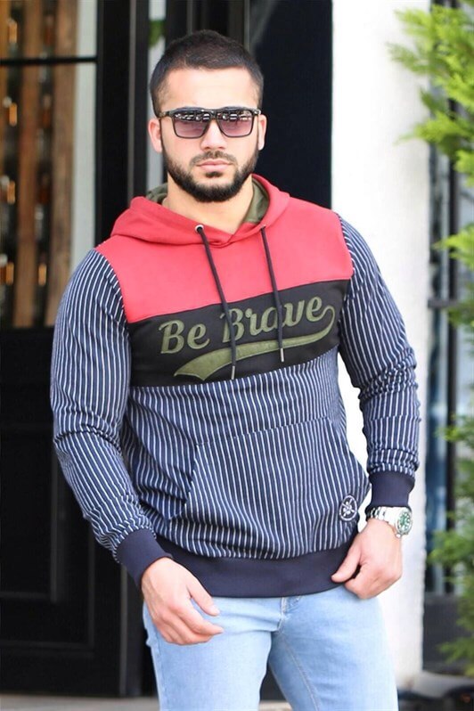 MDX Hooded Striped Sweatshirt Navy Blue 2815 - Ardea