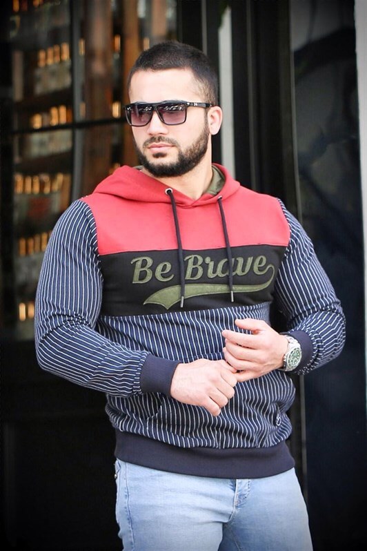 MDX Hooded Striped Sweatshirt Navy Blue 2815 - Ardea