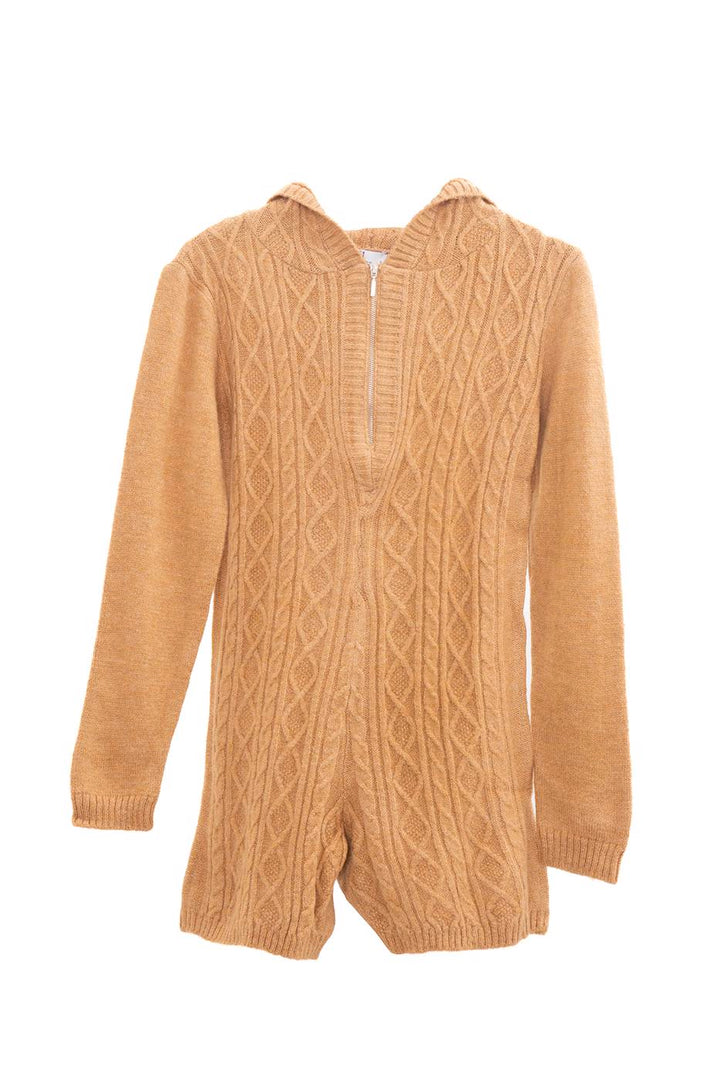 BSL Women Hooded Knit Mini Romper - Argyroúpoli