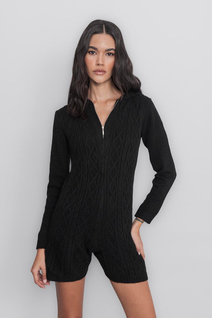 BSL Women Hooded Knit Mini Romper - Estepona