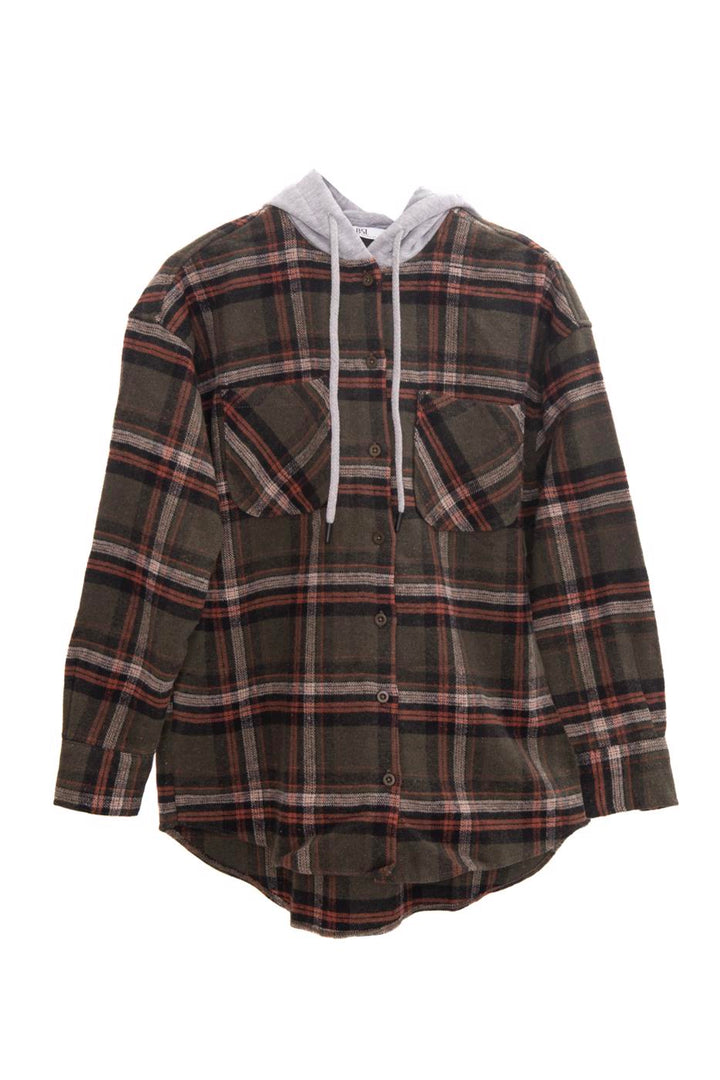 BSL Women Plaid hooded shirt jacket - Freising