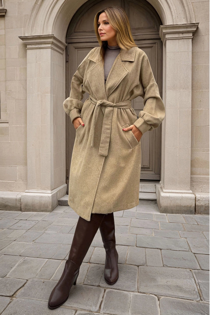 Caramel Cashmere Watermelon Sleeve Jacket with Belted Pockets BCBSK-25700-3311 - Rueil-Malmaison