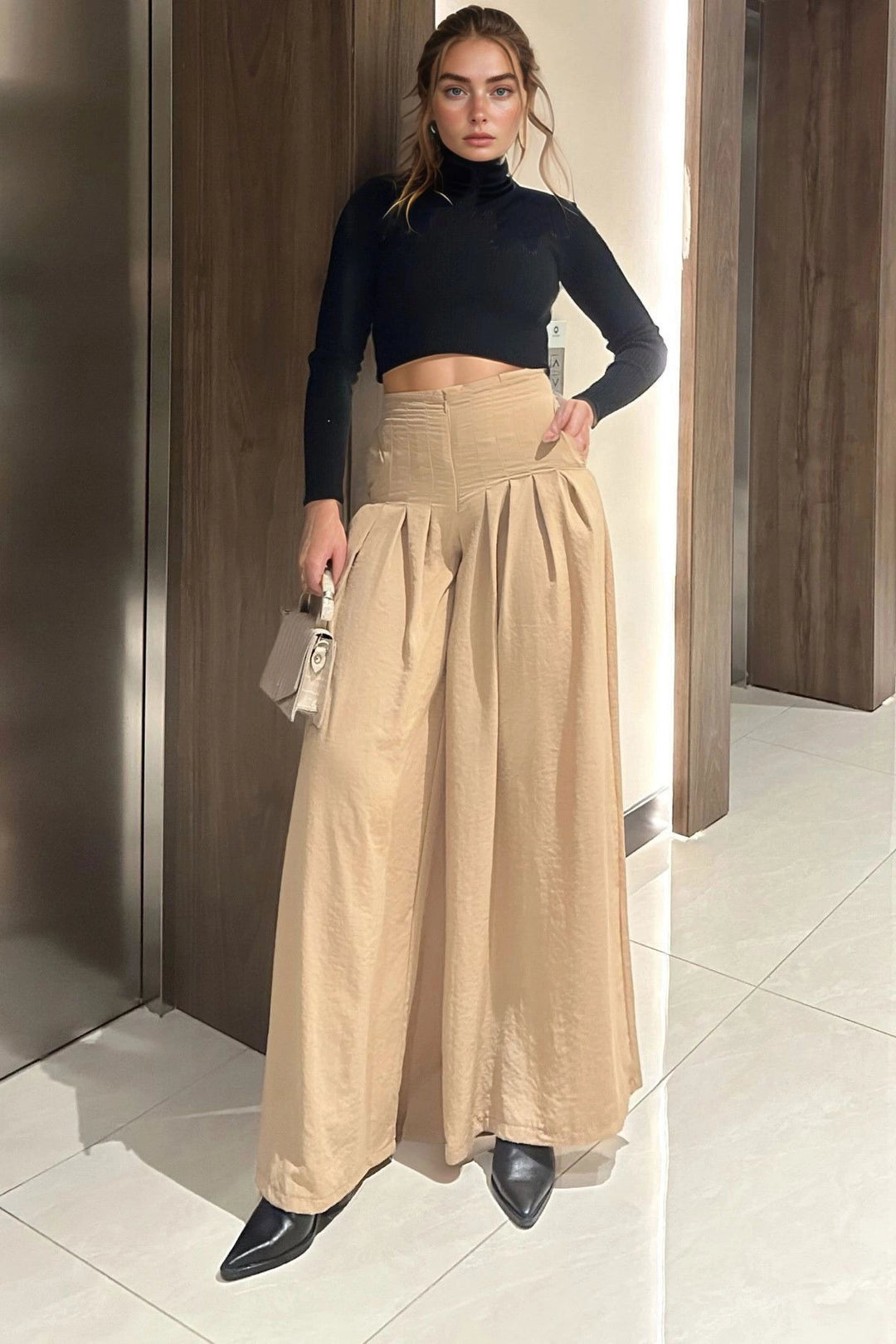 Caramel High Waisted Baggy Pants BCBSK-25700-3538 - Elmhurst