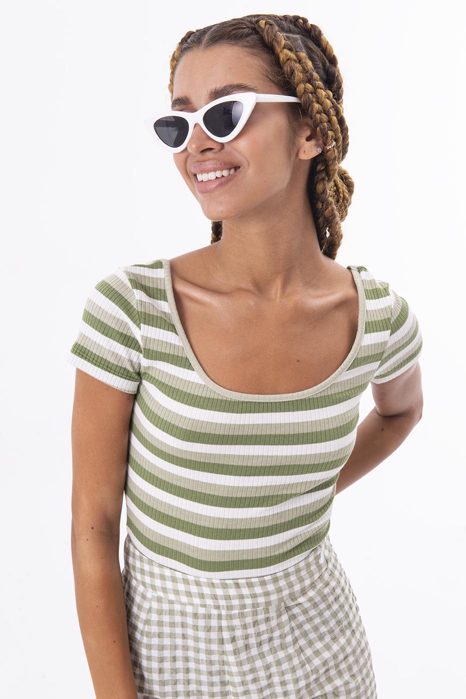 BSL Women Square Neck Stripped Tank Top - Andria