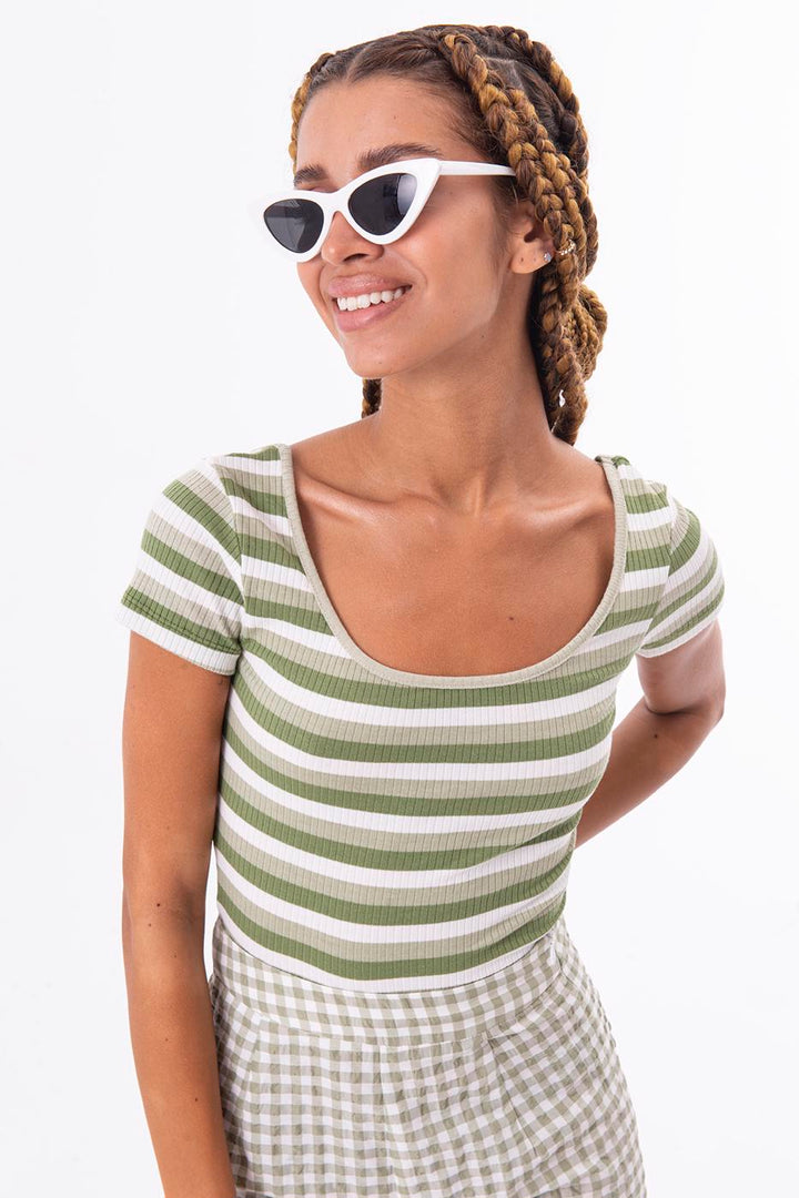 BSL Women Square Neck Stripped Tank Top - Andria