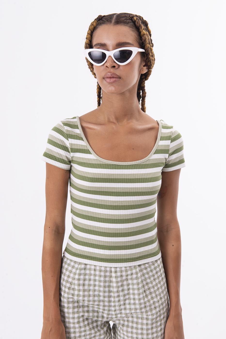 BSL Women Square Neck Stripped Tank Top - Andria