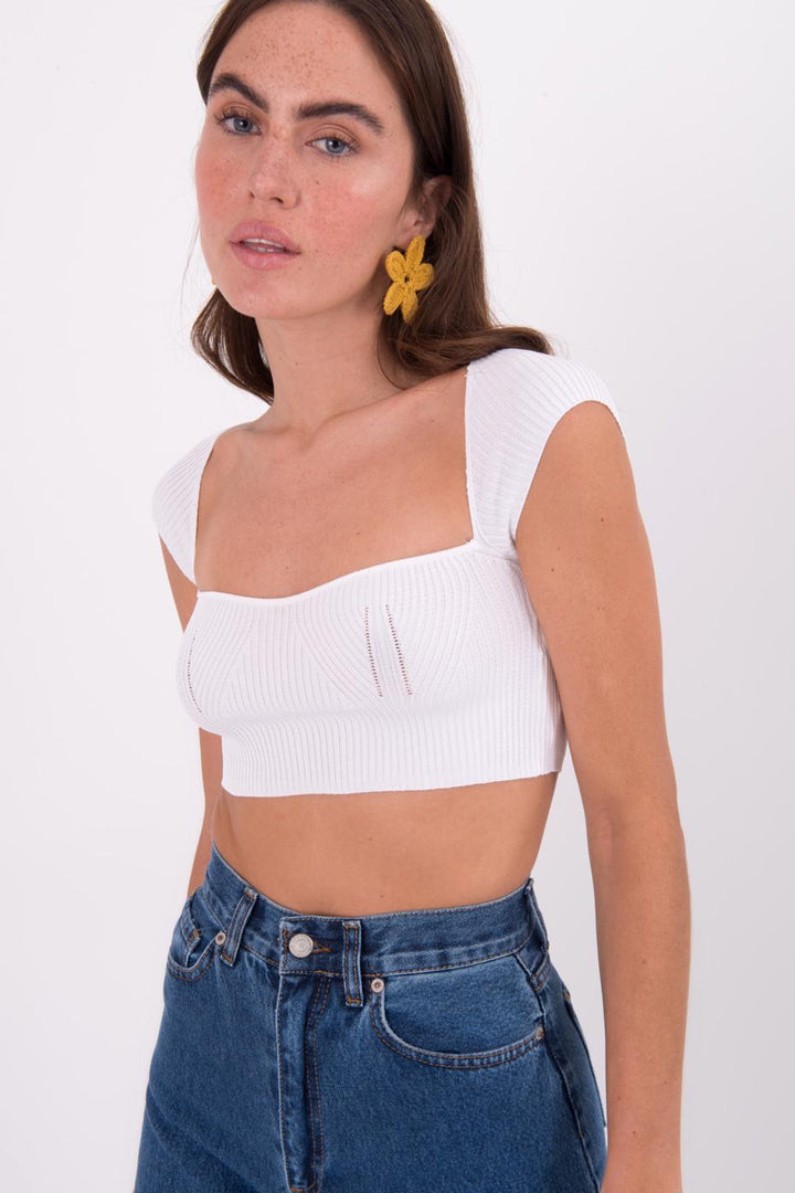 BSL Women Square Neck Knit Crop Top - Winston-Salem