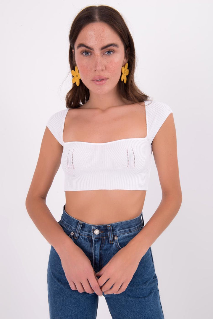 BSL Women Square Neck Knit Crop Top - Winston-Salem