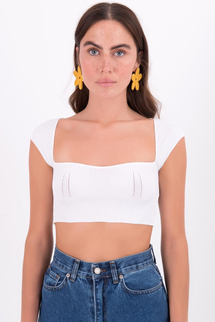 BSL Women Square Neck Knit Crop Top - Winston-Salem