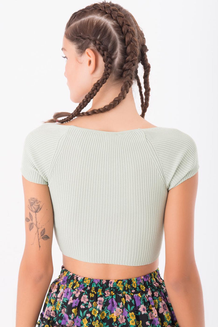 BSL Women Square Neck Knit Crop Top - Victoria