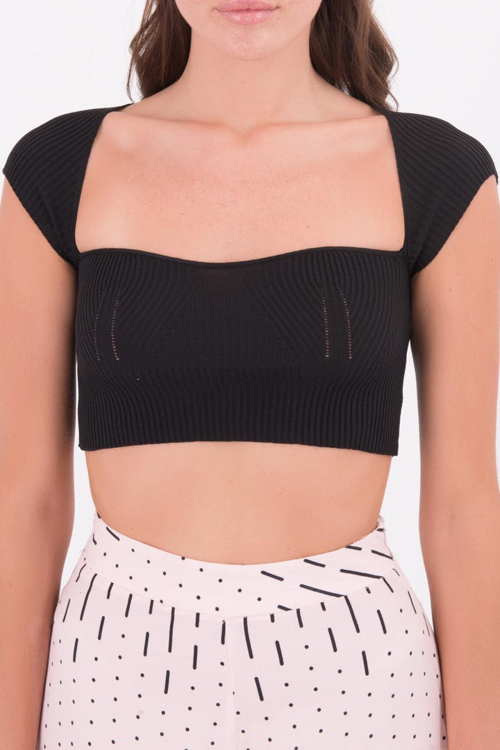 BSL Women Square Neck Knit Crop Top - Guamúchil