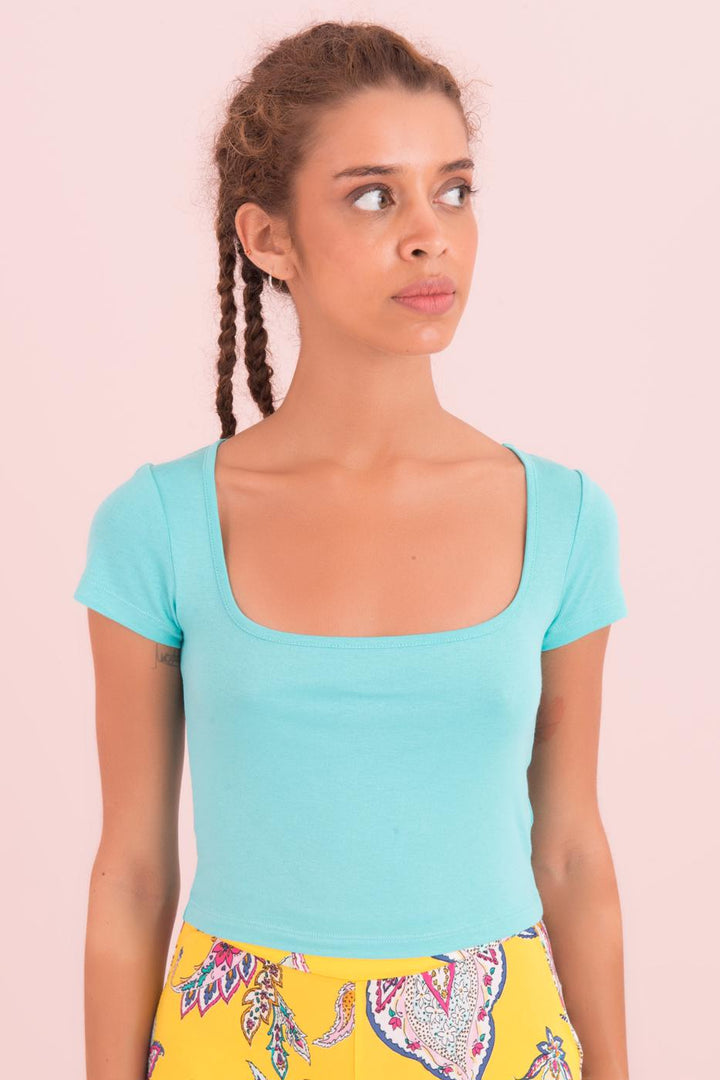 BSL Women Square Neck Short Sleeve Top - Alcoy