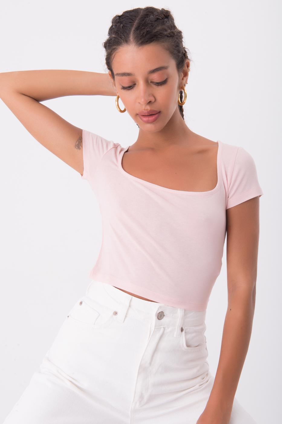 BSL Women Square Neck Short Sleeve Top - Lagkadás