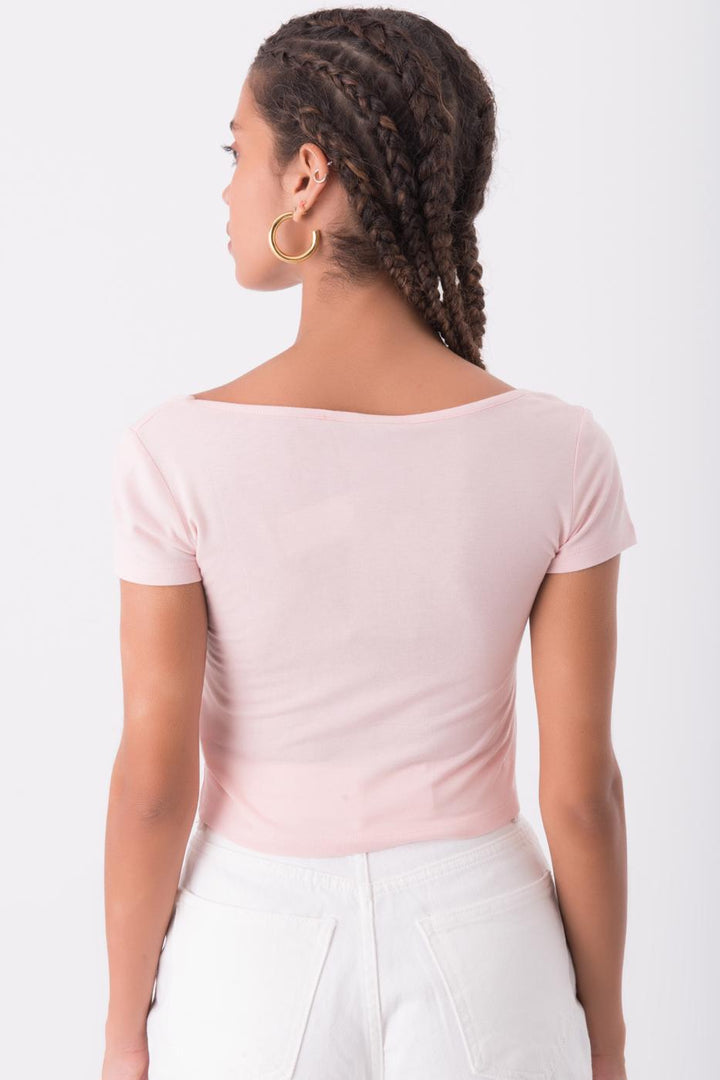 BSL Women Square Neck Short Sleeve Top - Lagkadás