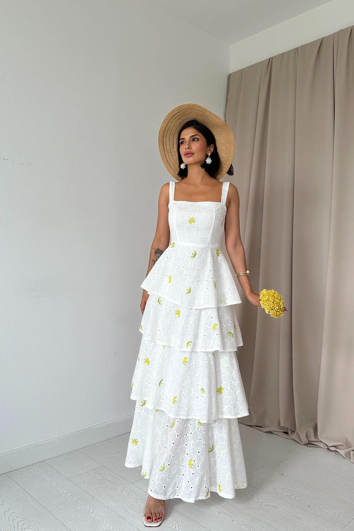 ELS Layered Back Tie Dress - Yellow - Irapuato
