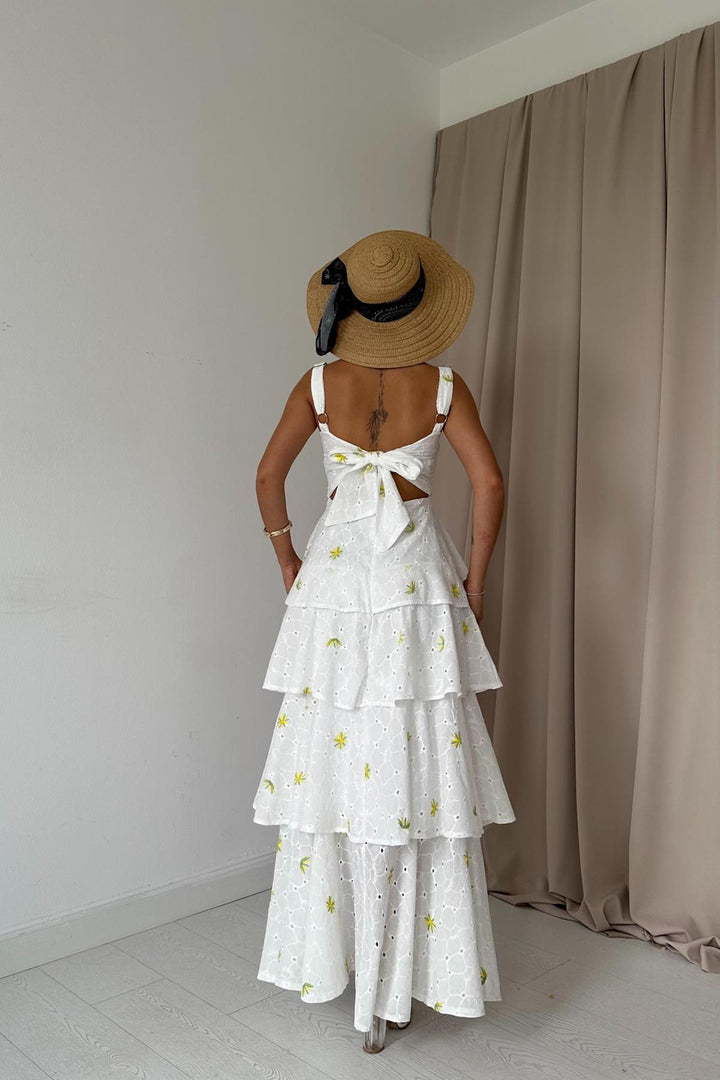 ELS Layered Back Tie Dress - Yellow - Irapuato