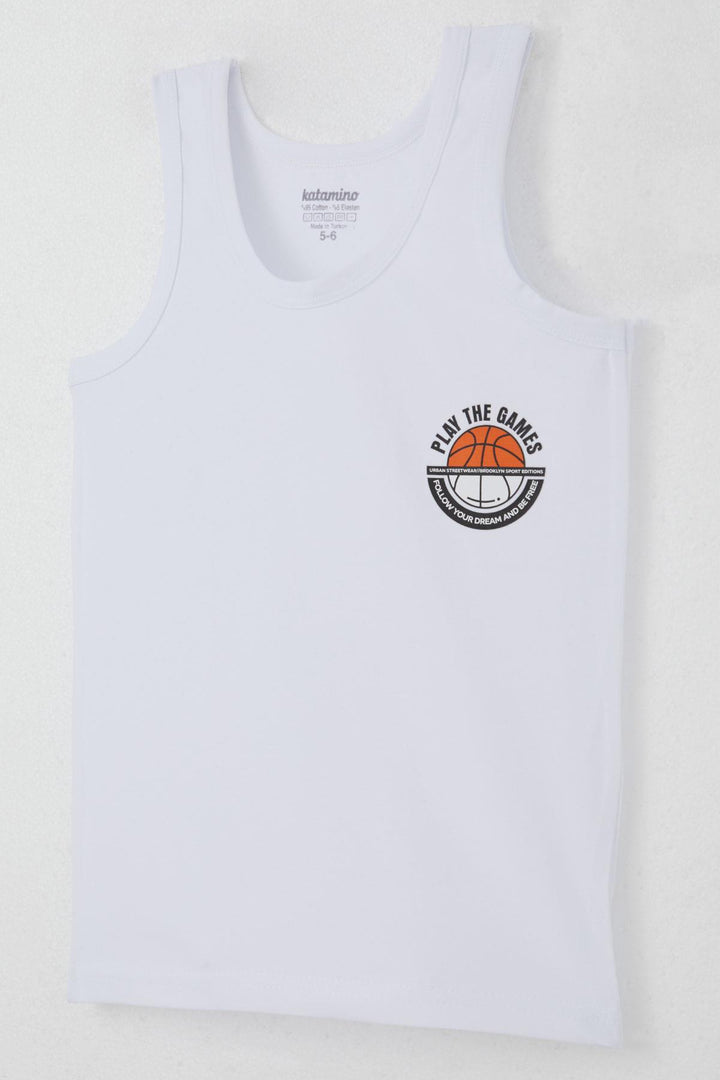 BRE Datagridviewtextboxcolumn { Name = Brand, Index = 5 } Boys' Tank Top Boxer Set with Motivational Theme, 12 Years, White - Rocklin