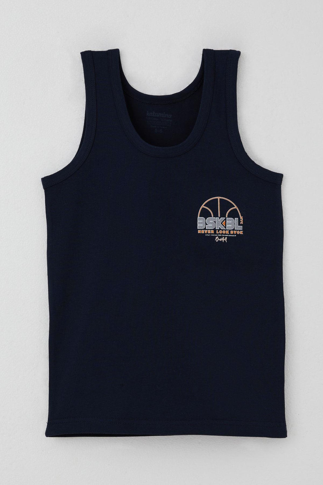 BRE Katamino Boy's Tank Top and Boxer Set Basketball Themed Printed 14 Years, Navy Blue - Bellevue