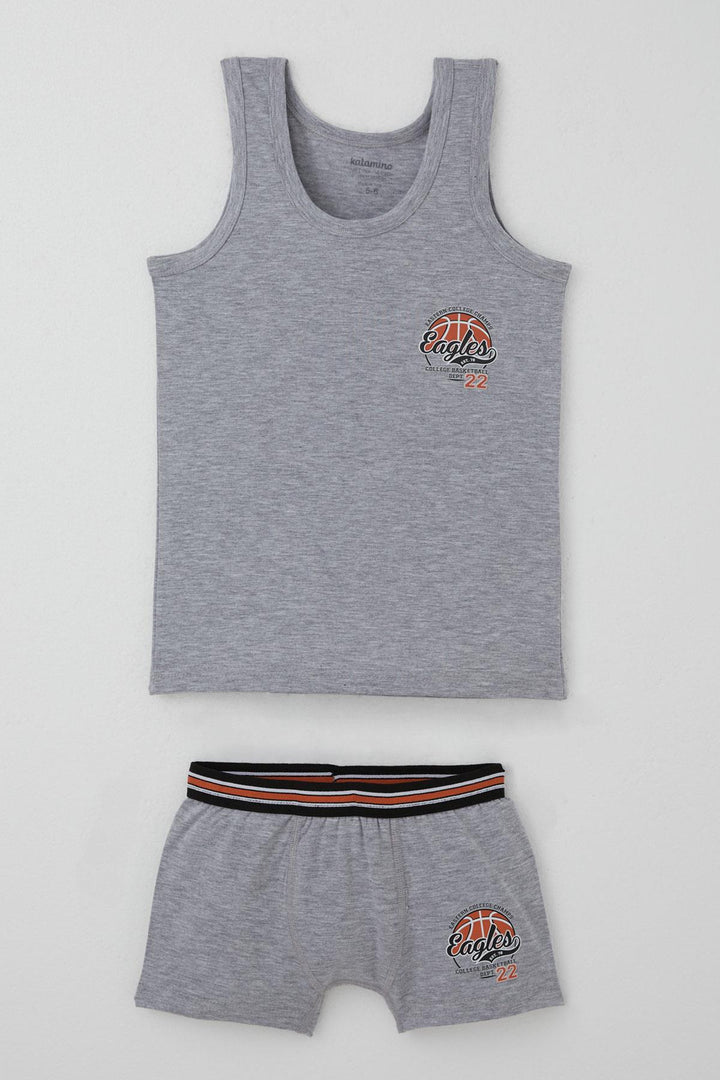 BRE Katamino Boys' Tank Top Boxer Set Motivation Themed 12 Years, Grey Melange - Normal