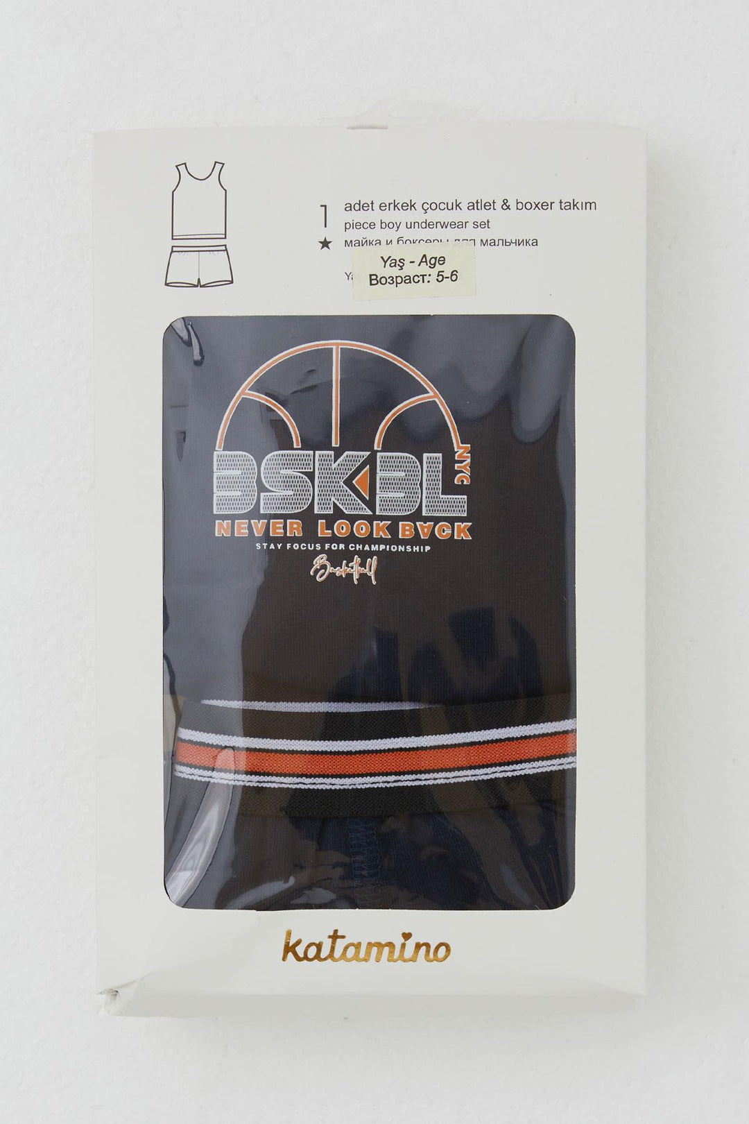 BRE Katamino Boy's Tank Top and Boxer Set Basketball Themed Printed 14 Years, Navy Blue - Bellevue
