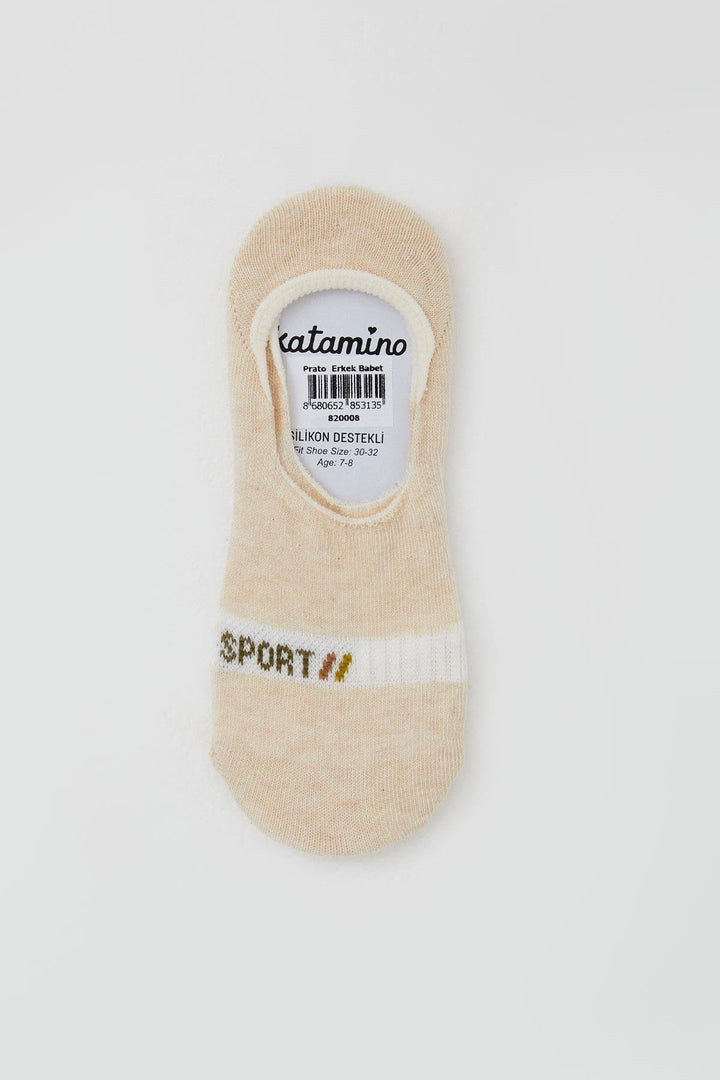 BRE Katamino Erkek Çocuk Babet Çorap Sport Yazı Baskılı 74 Yaş, Krem - Terneuzen
