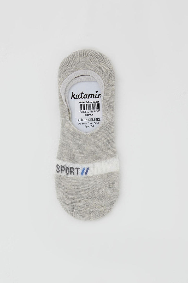 BRE Katamino Boy's Ballet Socks with Sports Print for 74 Years, Light Grey Melange - Maintal