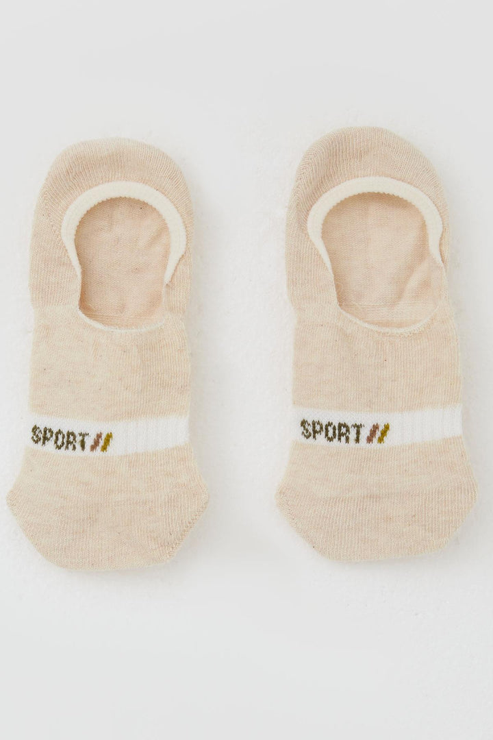 BRE Katamino Erkek Çocuk Babet Çorap Sport Yazı Baskılı 74 Yaş, Krem - Terneuzen