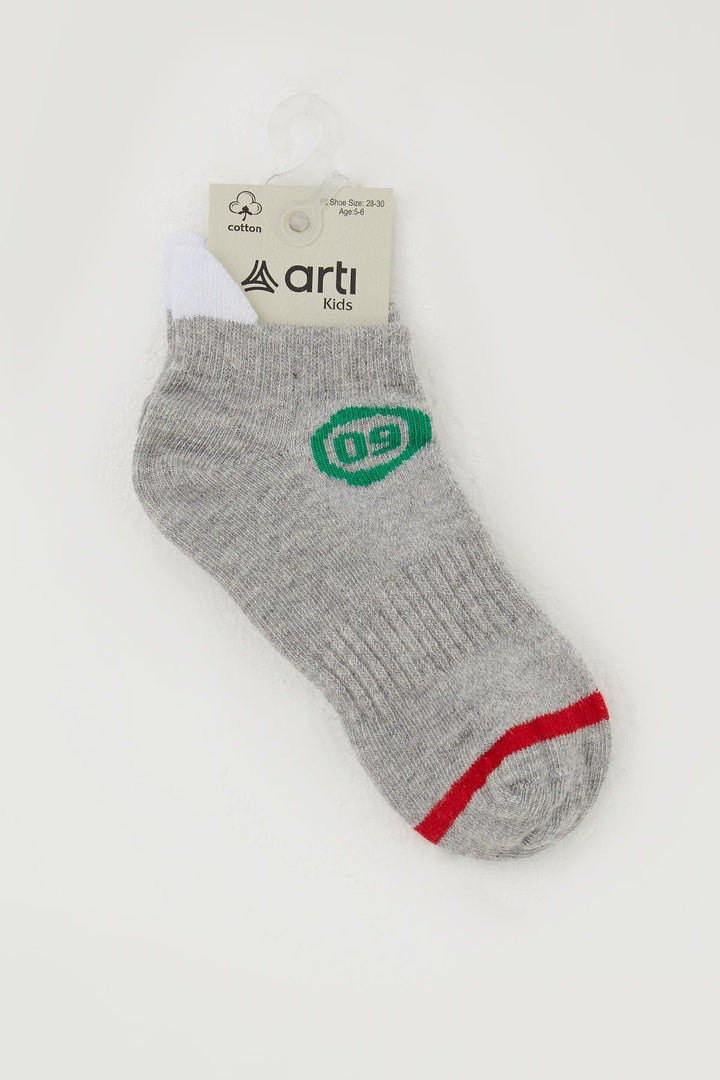 BRE Katamino Boy's Socks with Number Print 54 Years, Grey Melange - Bellflower