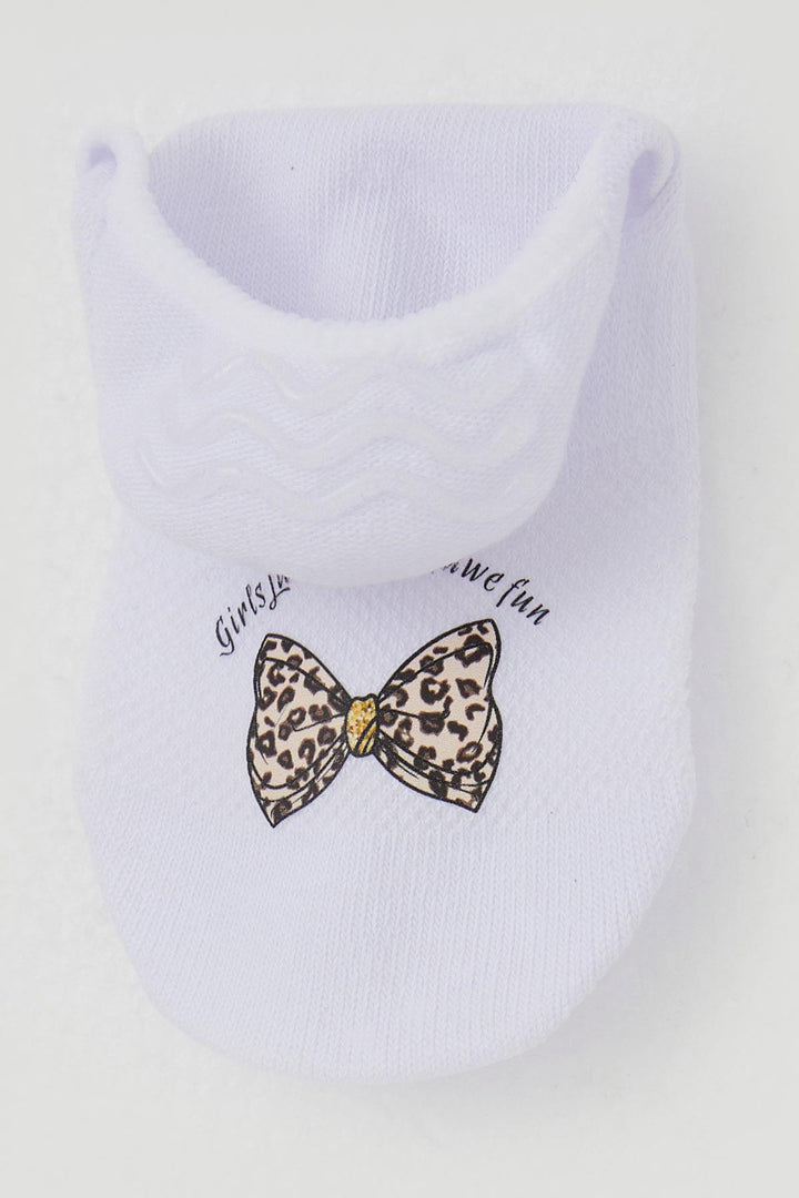 BRE Katamino Kız Çocuk Babet Çorap Fiyonk Baskılı 54 Yaş, Beyaz - DeLand