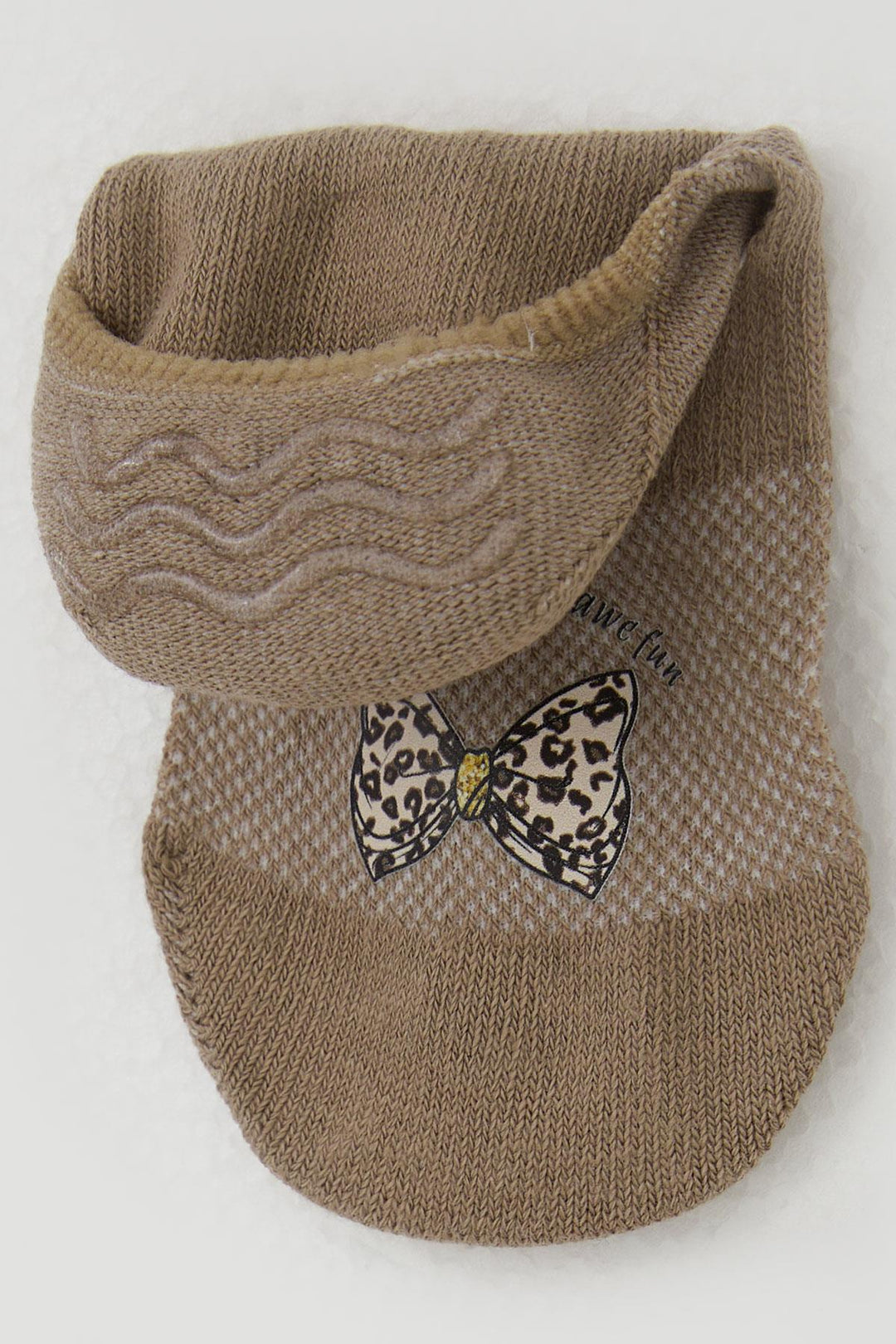 BRE Katamino Kız Çocuk Babet Çorap Fiyonk Baskılı 54 Yaş, Kahverengi - Oakton