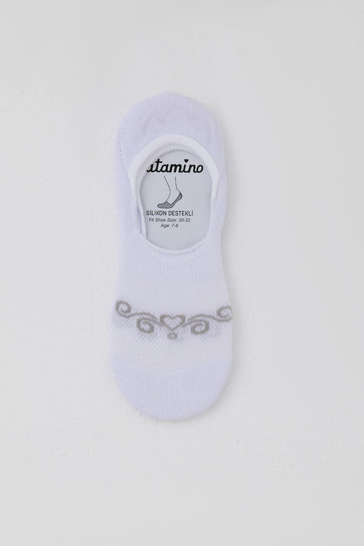 BRE Katamino Girl's Ballet Socks with Heart Print, 74 Years, White - Konstanz