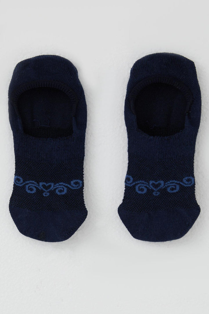 BRE Katamino Girl's Ballet Socks with Heart Print, Navy, 74 Years - Leighton Buzzard