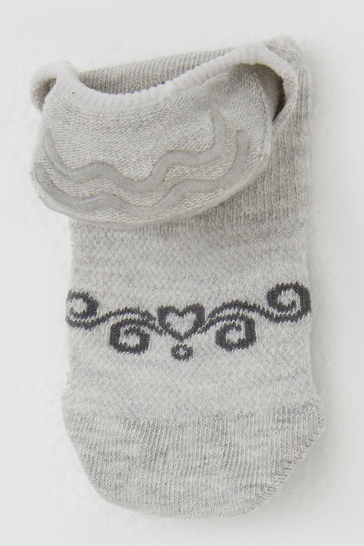BRE Katamino Girl's Ballet Socks with Heart Print, 74 Years, Light Grey Melange - Stoke-on-Trent
