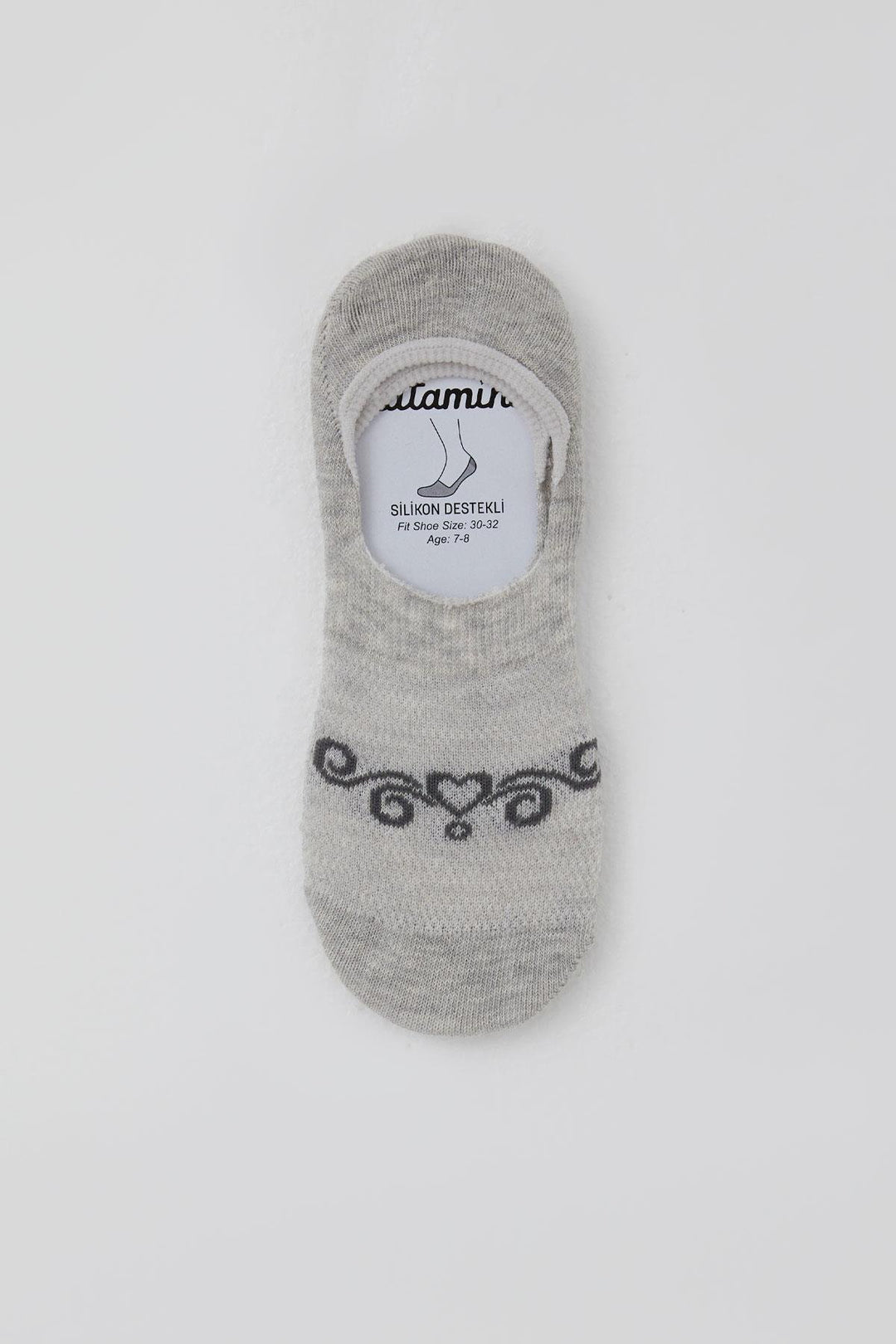 BRE Katamino Girl's Ballet Socks with Heart Print, 74 Years, Light Grey Melange - Stoke-on-Trent