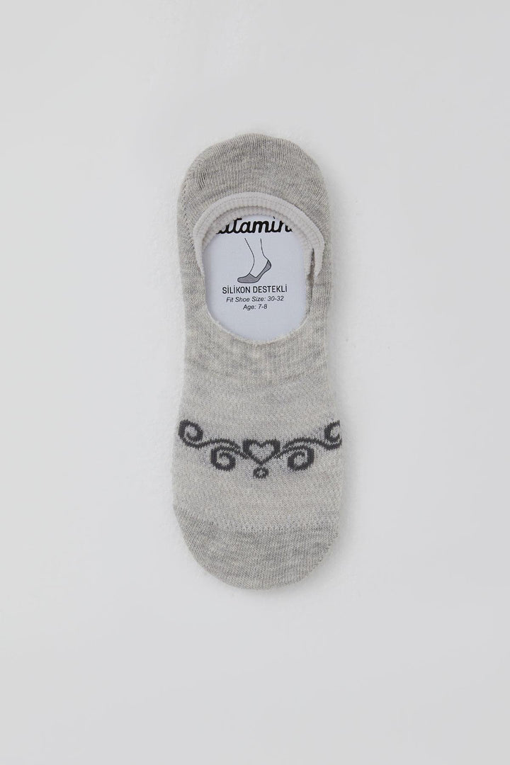 BRE Katamino Girl's Ballet Socks with Heart Print, 74 Years, Light Grey Melange - Stoke-on-Trent