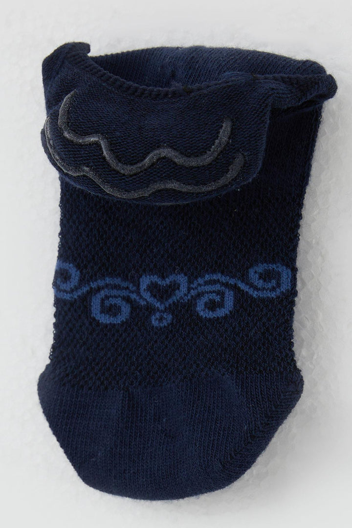 BRE Katamino Girl's Ballet Socks with Heart Print, Navy, 74 Years - Leighton Buzzard